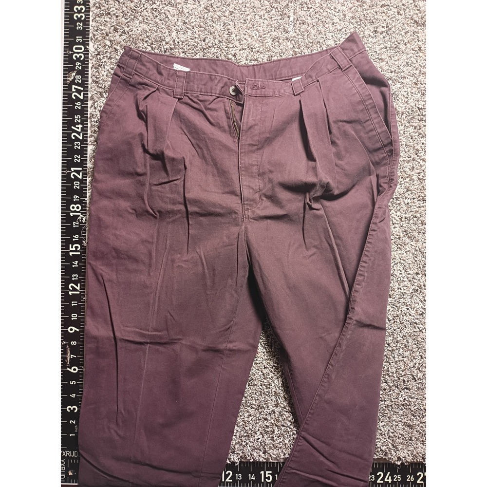 Dockers Mens 38x30 Pleated Chinos Burgundy Cotton Casual Pants 38 x 30